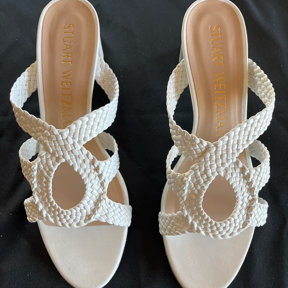 Stuart Weitzman Women's White Braided Sandals